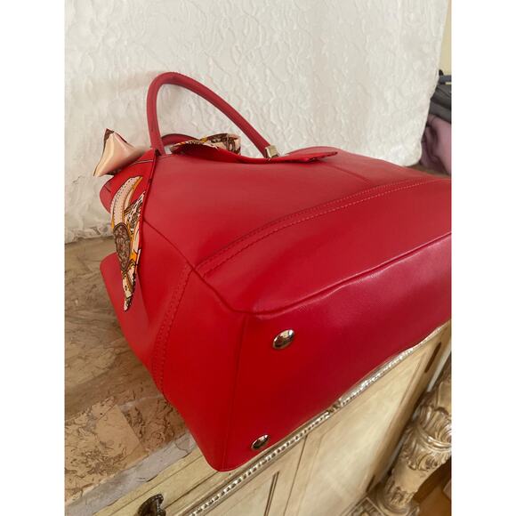 Coach Park Fired red Carryall Satchel F1582 Saffiano Leather - Picture 6 of 10